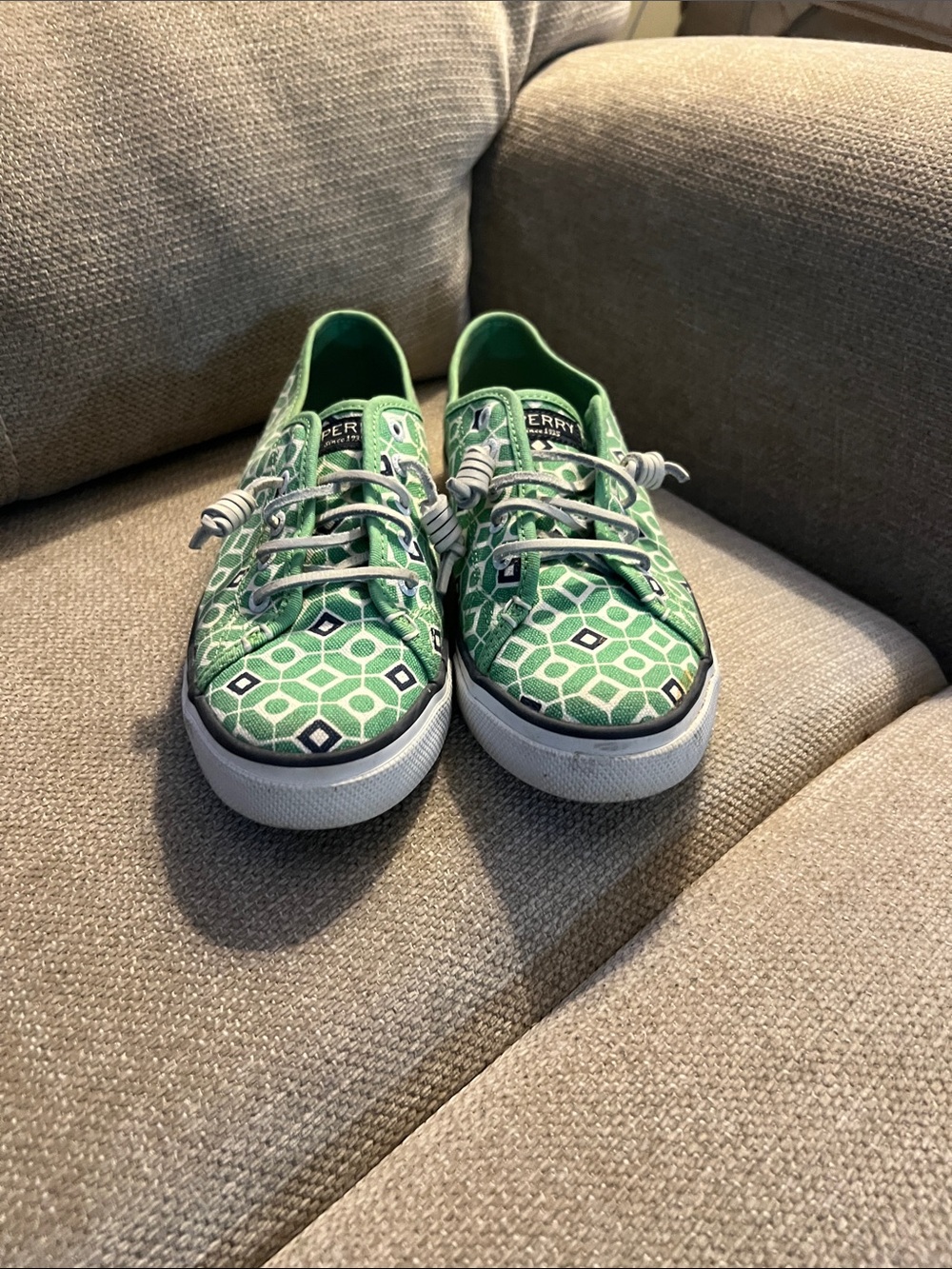 Sperry Green Geometric Kids' Slip-On Sneakers